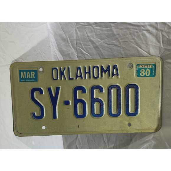 Unbranded Other - Vintage Oklahoma License Plate SY 6600 1980 Embossed 1979 Man Cave Wall Art